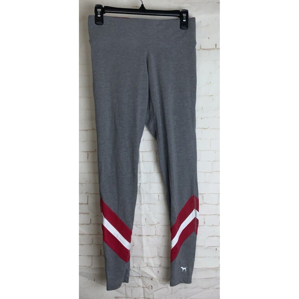 Victoria's Secret‎ PINK Womens Gray Red Leggings Size S
